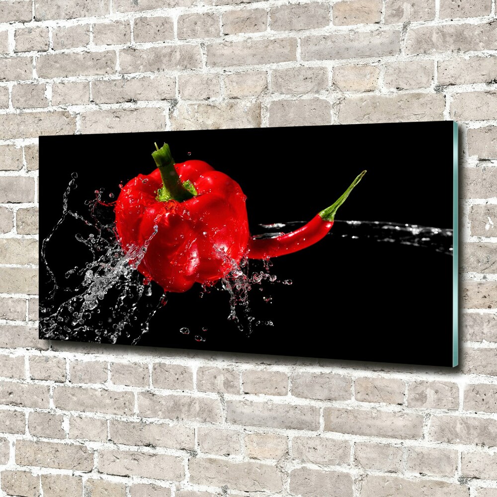 Wall art on glass Red peppers