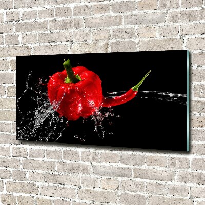 Wall art on glass Red peppers