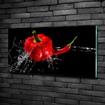 Wall art on glass Red peppers