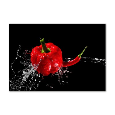 Wall art on glass Red peppers