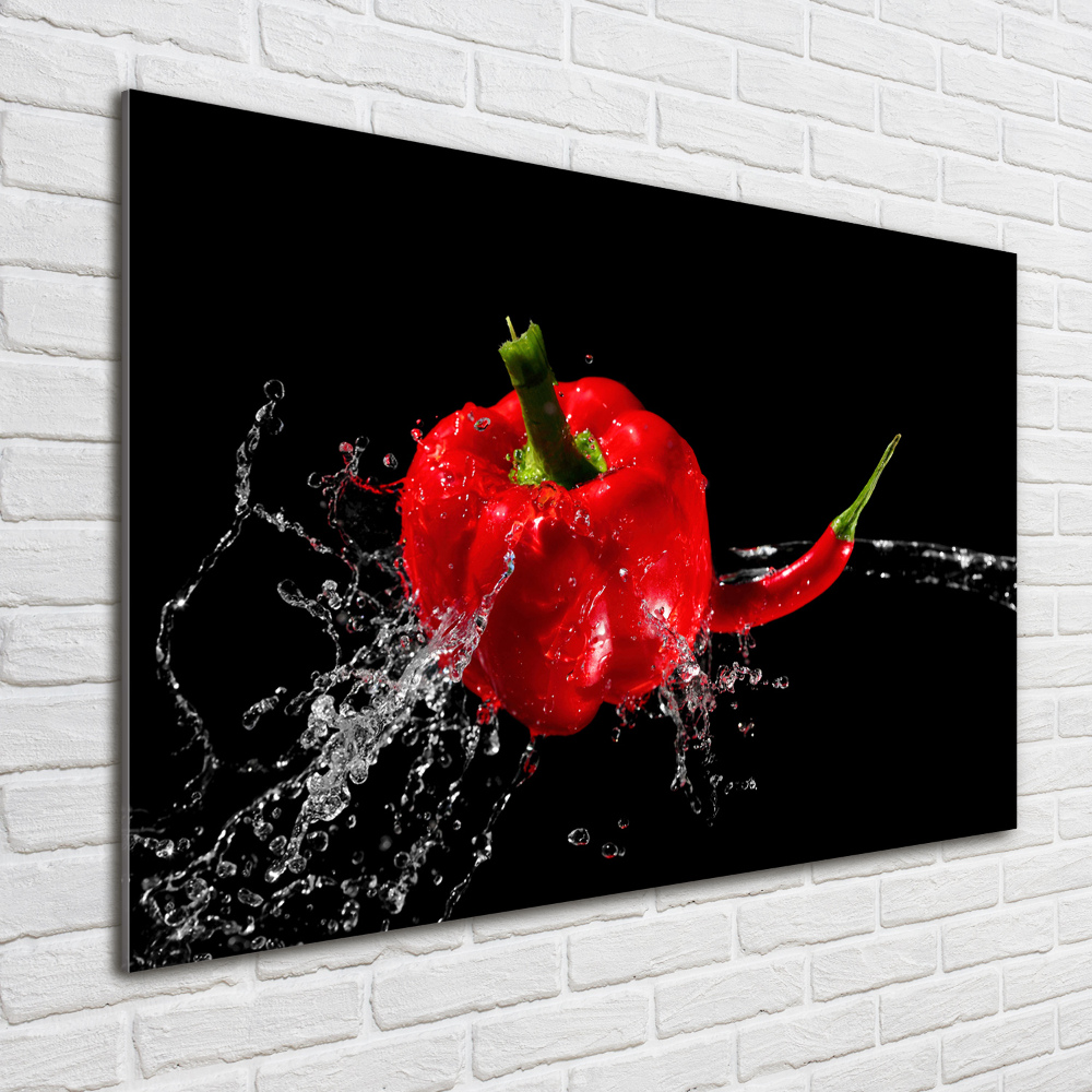 Wall art on glass Red peppers