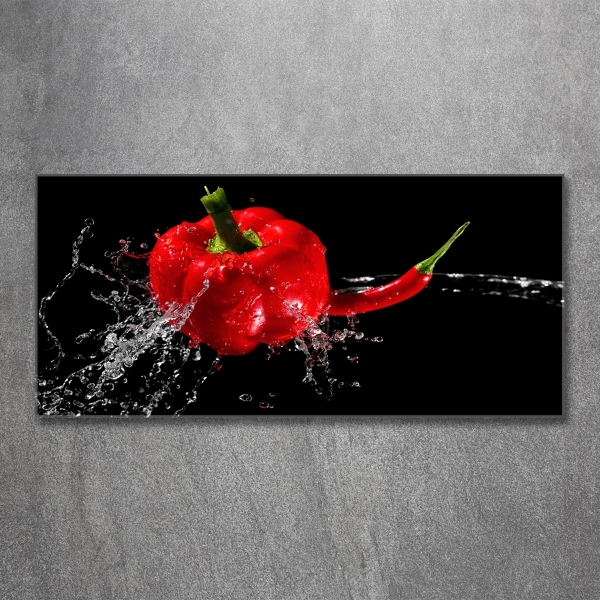 Wall art on glass Red peppers