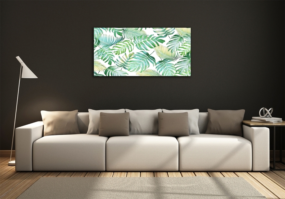 Wall art on glass Tropical leaves