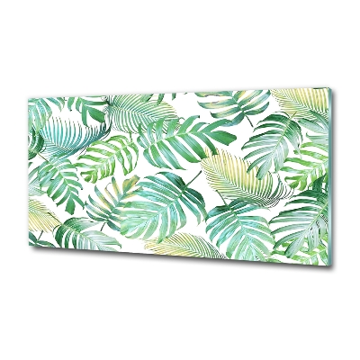 Wall art on glass Tropical leaves