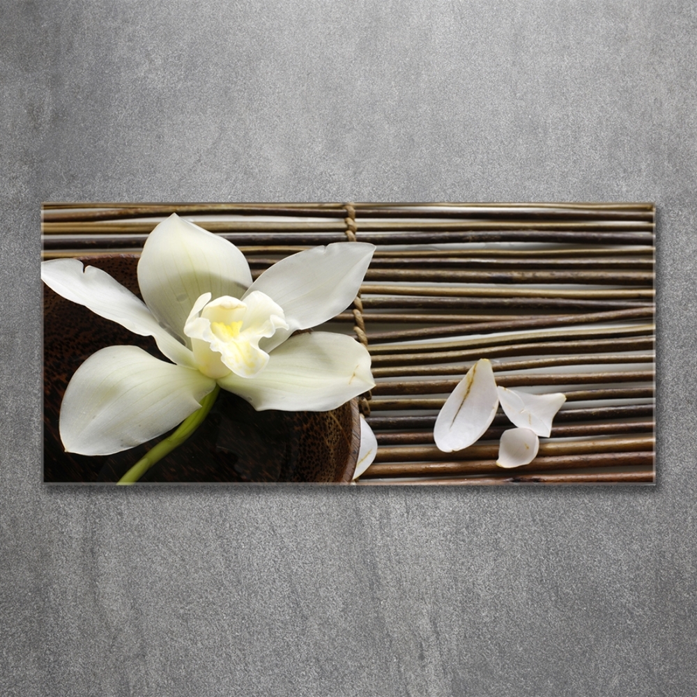 Glass wall art Orchid