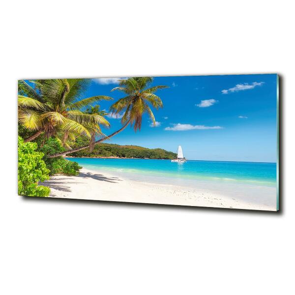 Glass wall art Tropical beach