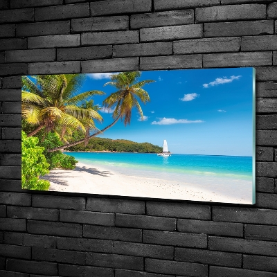 Glass wall art Tropical beach