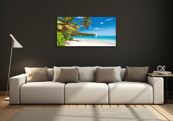 Glass wall art Tropical beach