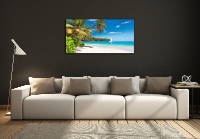 Glass wall art Tropical beach