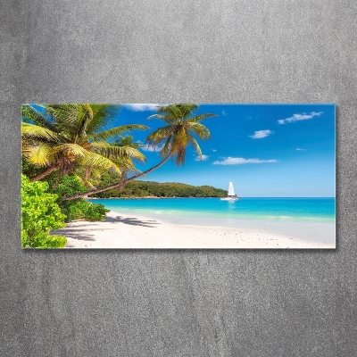 Glass wall art Tropical beach