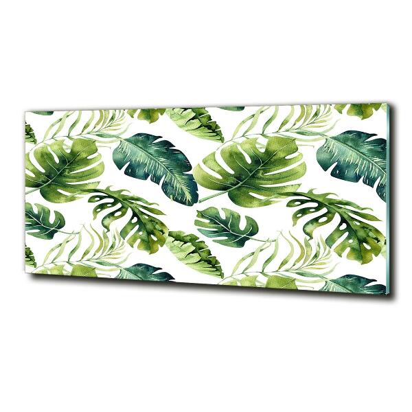 Glass wall art Tropical leaves