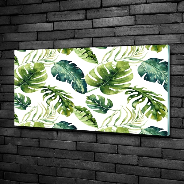 Glass wall art Tropical leaves