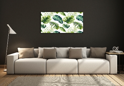 Glass wall art Tropical leaves