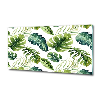 Glass wall art Tropical leaves