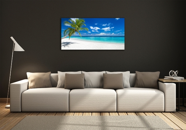 Glass wall art Tropical beach