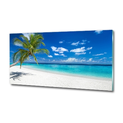 Glass wall art Tropical beach