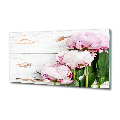 Wall art on glass Peonies