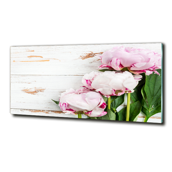 Wall art on glass Peonies