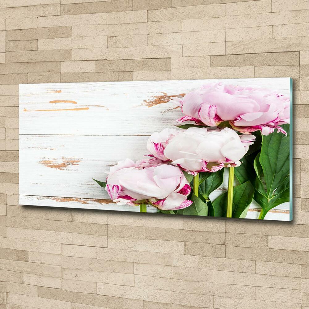 Wall art on glass Peonies