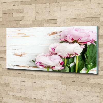 Wall art on glass Peonies