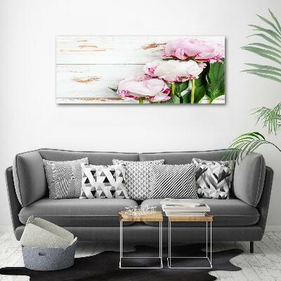 Wall art on glass Peonies