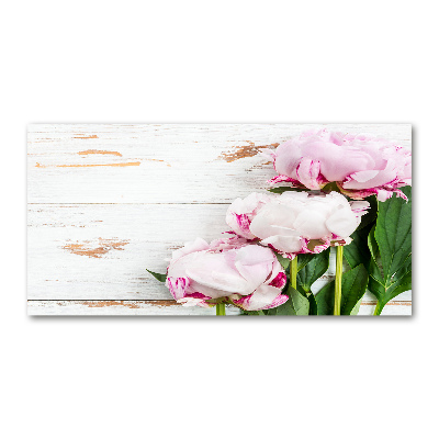 Wall art on glass Peonies