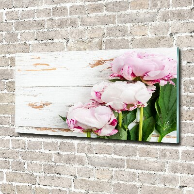 Wall art on glass Peonies