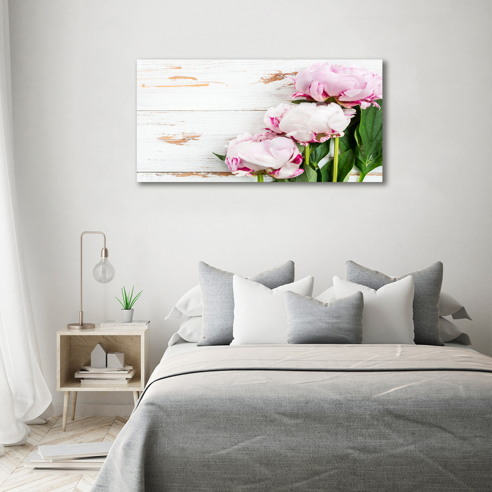 Wall art on glass Peonies