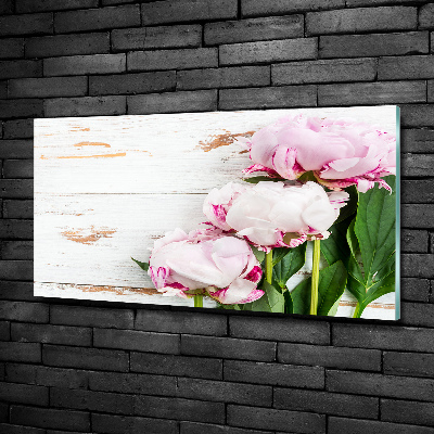 Wall art on glass Peonies