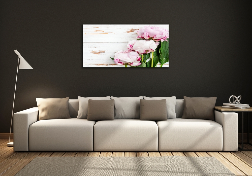 Wall art on glass Peonies