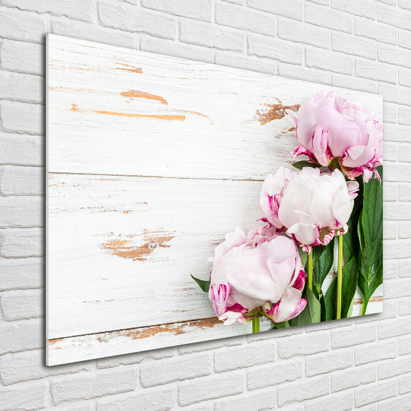 Wall art on glass Peonies