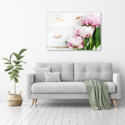 Wall art on glass Peonies