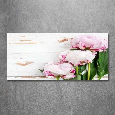 Wall art on glass Peonies