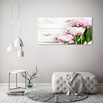 Wall art on glass Peonies