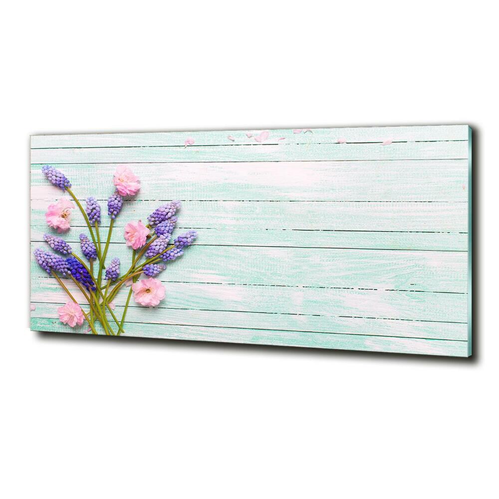 Wall art on glass Lavender on wood