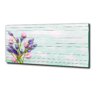 Wall art on glass Lavender on wood