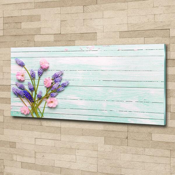 Wall art on glass Lavender on wood