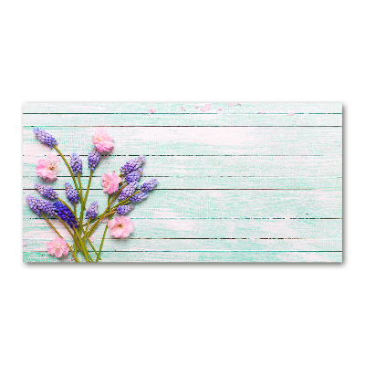 Wall art on glass Lavender on wood