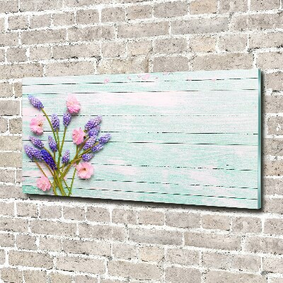 Wall art on glass Lavender on wood