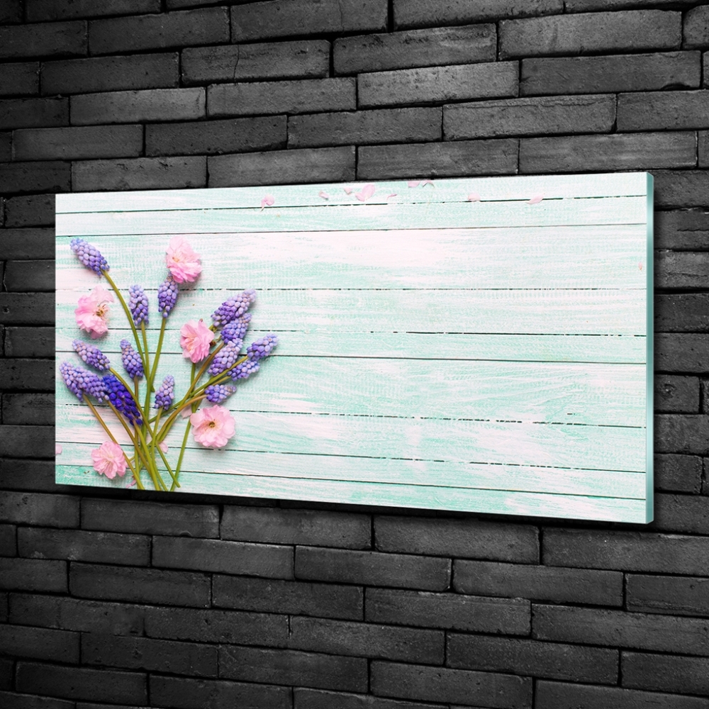 Wall art on glass Lavender on wood