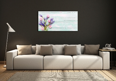 Wall art on glass Lavender on wood