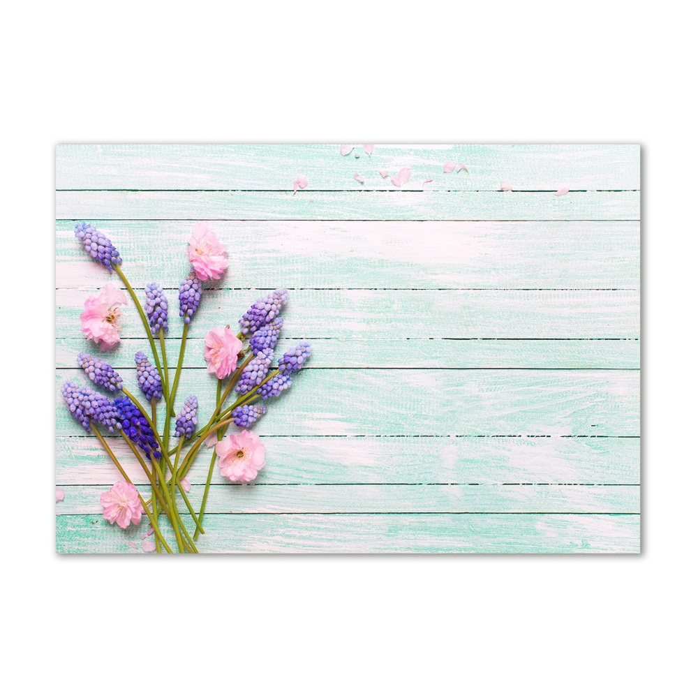 Wall art on glass Lavender on wood