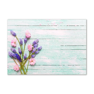 Wall art on glass Lavender on wood