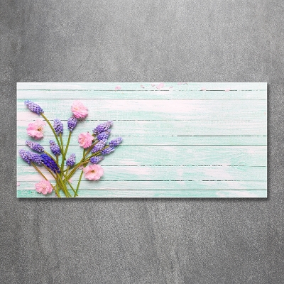 Wall art on glass Lavender on wood