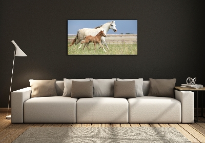 Glass wall art Mare with foal