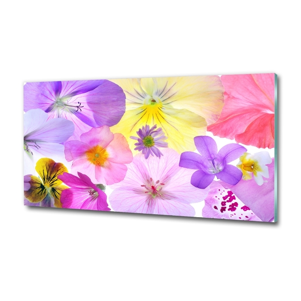 Glass art print Pansies