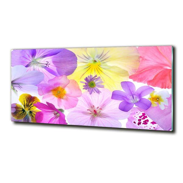 Glass art print Pansies