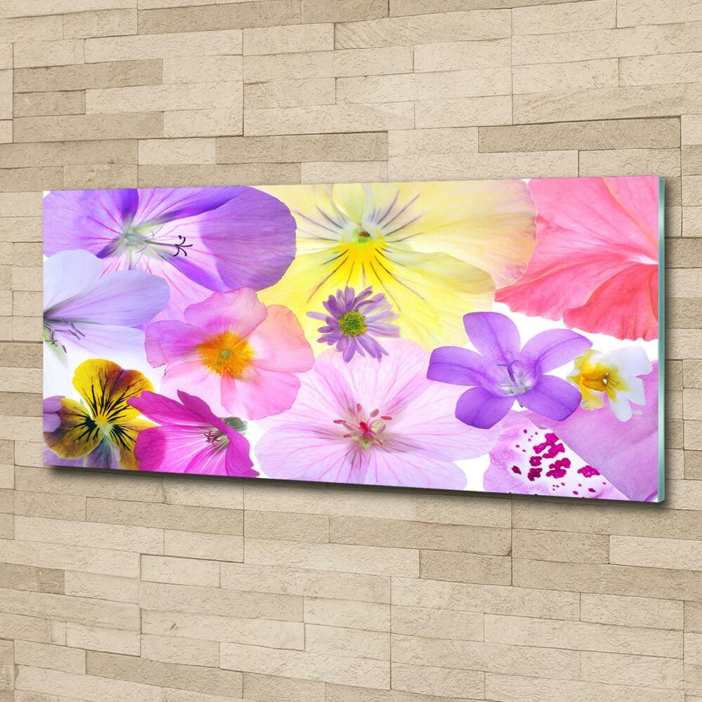 Glass art print Pansies