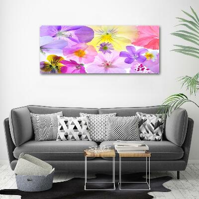 Glass art print Pansies