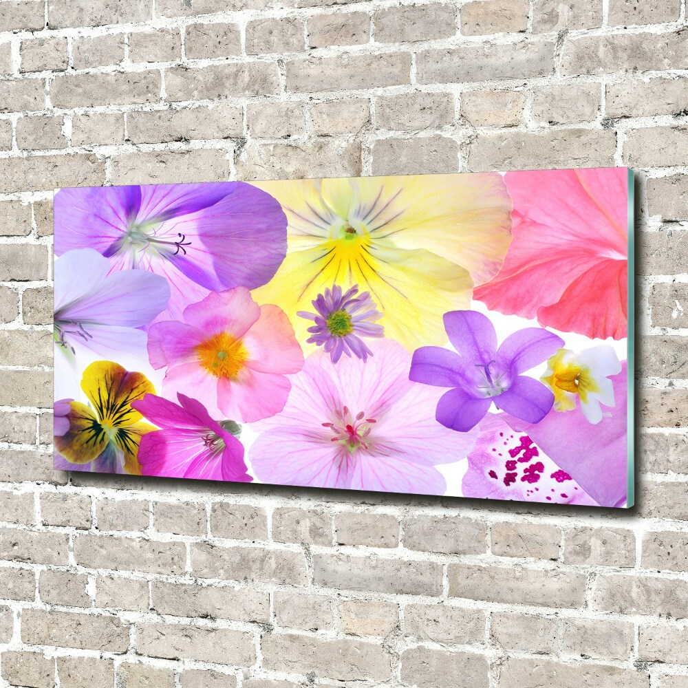 Glass art print Pansies